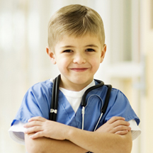 Young boy dressed as a doctor.